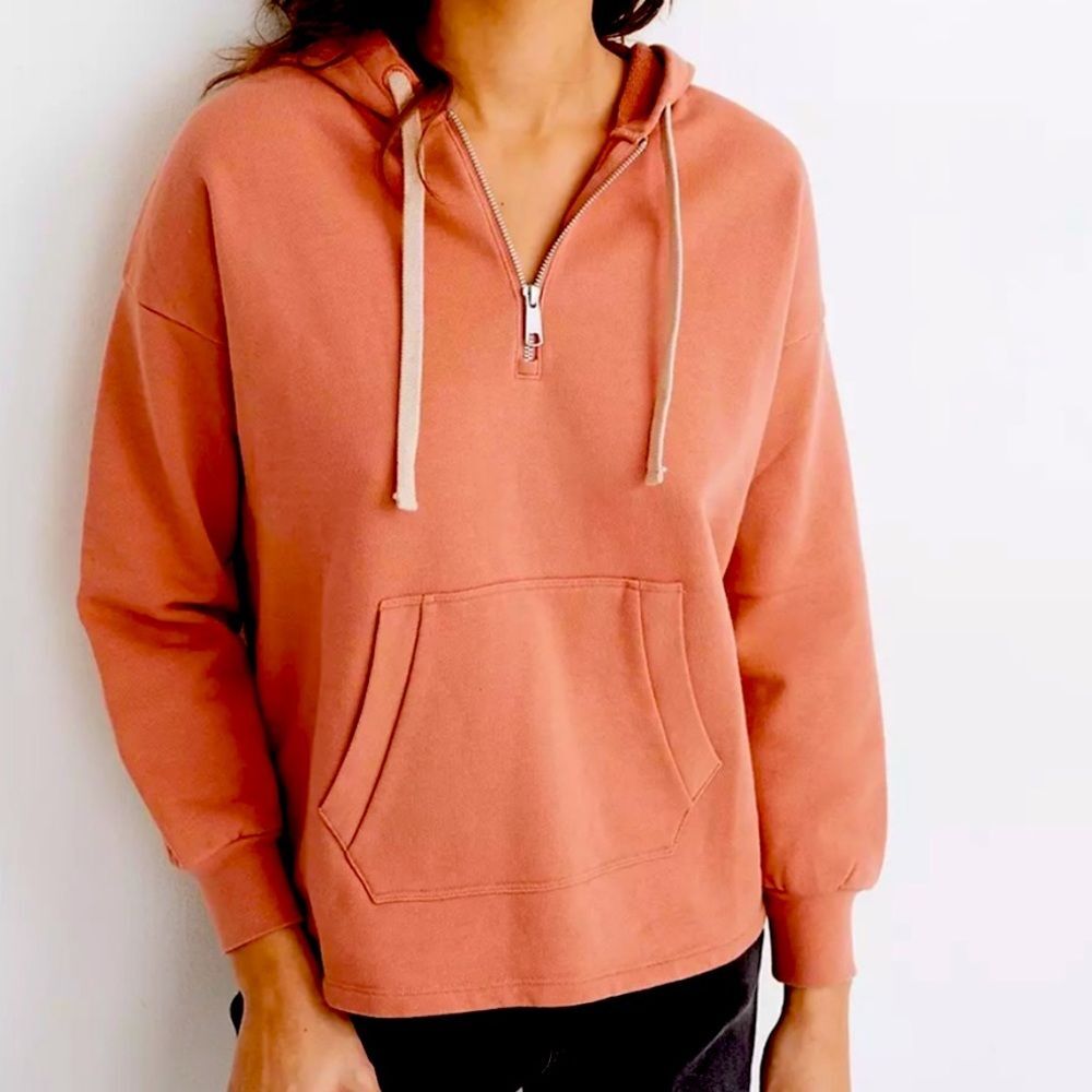 Madewell Mauve Quarerter Zip Pullover Hoodie Size Medium